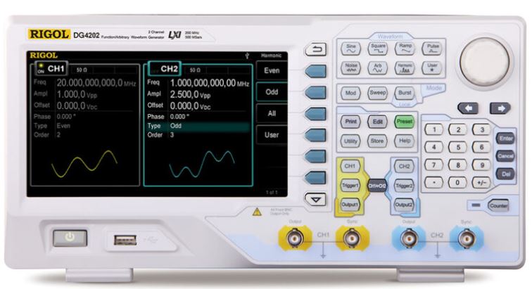 

Генератор сигналов Rigol DG4202 200MHz, 2CH, 500MSa/s, 14bits, 7digits/s Frequency Counter, DG4202