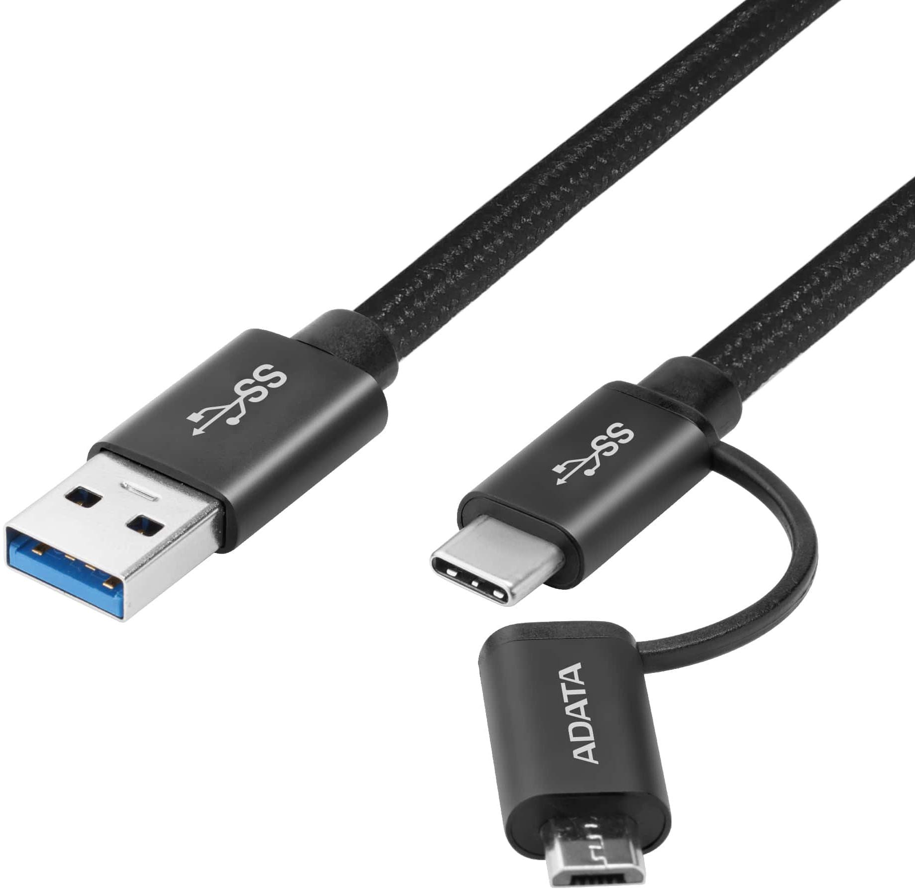 

Кабель ADATA ACM32IN1-100CMK-CBK USB-C - Micro USB 3.1, 2-in-1 aluminum, ACM32IN1-100CMK-CBK