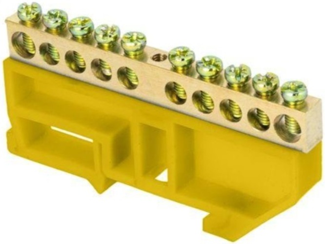 

Шина EKF sn0-63-10-dz-r "0" N (6x9мм) 10 отв. латунь желтый изолятор на DIN-рейку розн. стикер, sn0-63-10-dz-r