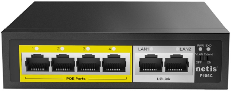 

Коммутатор Коммутатор 6PORT 10/100M 4POE P106C NETIS, P106C