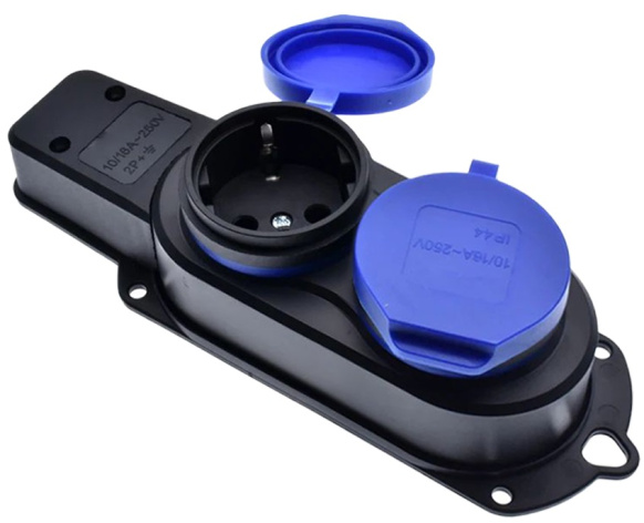 Изображение товара Каучуковая колодка Filum FL-SB-2EU-IP44-BL 2 розетки IP44 для влажных условий