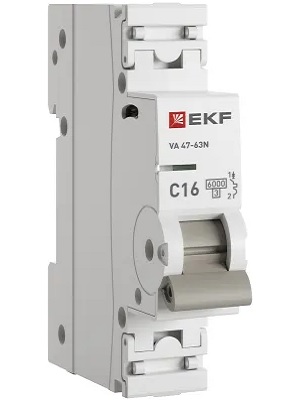 

Автоматический выключатель EKF M636116C 1P 16А (C) 6кА ВА 47-63N PROxima, M636116C