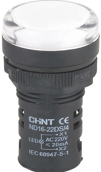 

Индикатор CHINT 593085 ND16-22DS/4, бел., AC, 230в (R), 593085