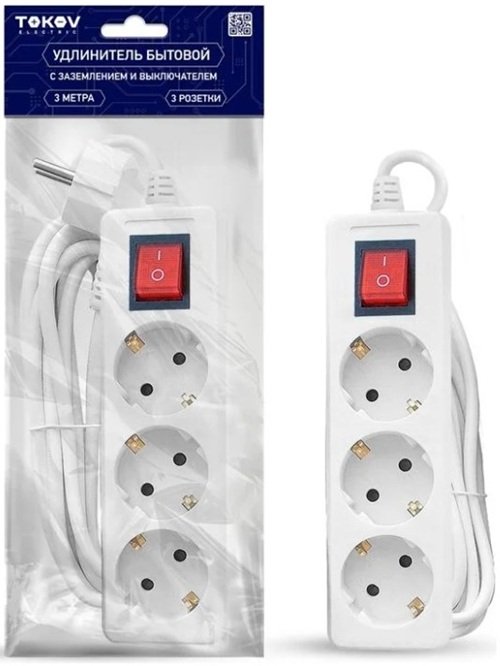 фото Удлинитель TOKOV ELECTRIC TKE-C01-BU3-3-1-ZV