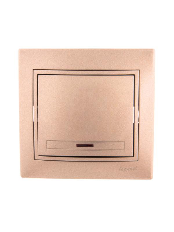 

Выключатель Lezard 701-3131-111 Mira 1-кл. СП 10А IP20 с подсветкой со вставкой свет. корич. перламутр., 701-3131-111