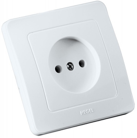 Изображение товара Розетка без заземления HEGEL РС16-302 белая с защитными шторками