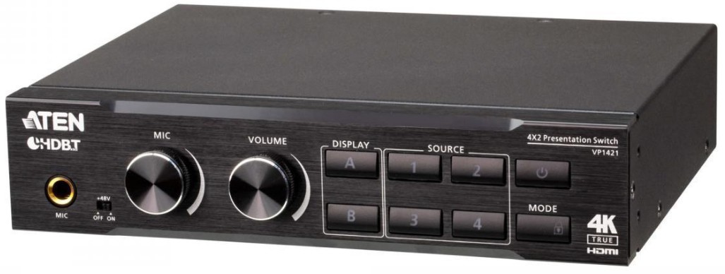 

Коммутатор Aten VP1421-AT-G 4x2 True 4K Презентационный с масштабированием, DSP и HDBaseT-Lite, VP1421-AT-G