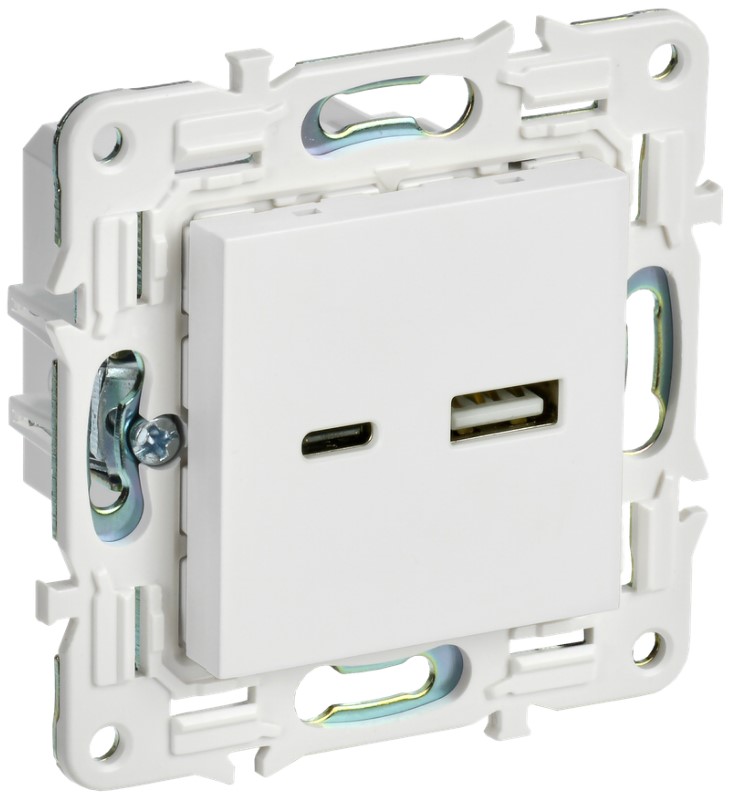 

Розетка USB IEK SK-U22-D31-K01 SKANDY тип A+тип C 3,1А SK-R14W арктический белый, SK-U22-D31-K01