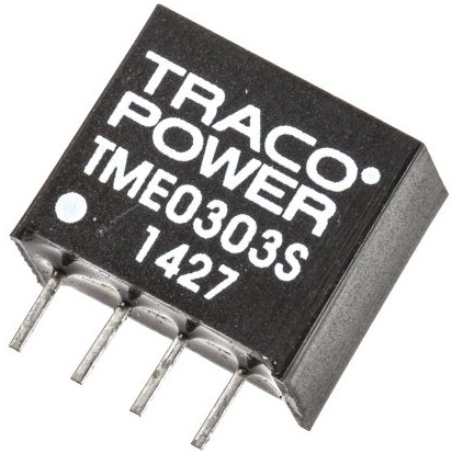 

Преобразователь DC-DC модульный TRACO POWER TME 0303S Монтаж: на плату, SIP4; P вых: 1 Вт; #: 1; U вх: 2.97...3.63 В; Выход: 3.3 В; Защита: КЗ, TME 0303S