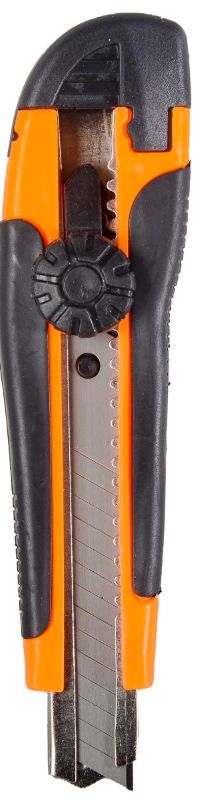 

Нож Вихрь 73/10/10/3 с выдвижным лезвием 18 мм, двухкомпонентный корпус, винтовой фиксатор,, 73/10/10/3