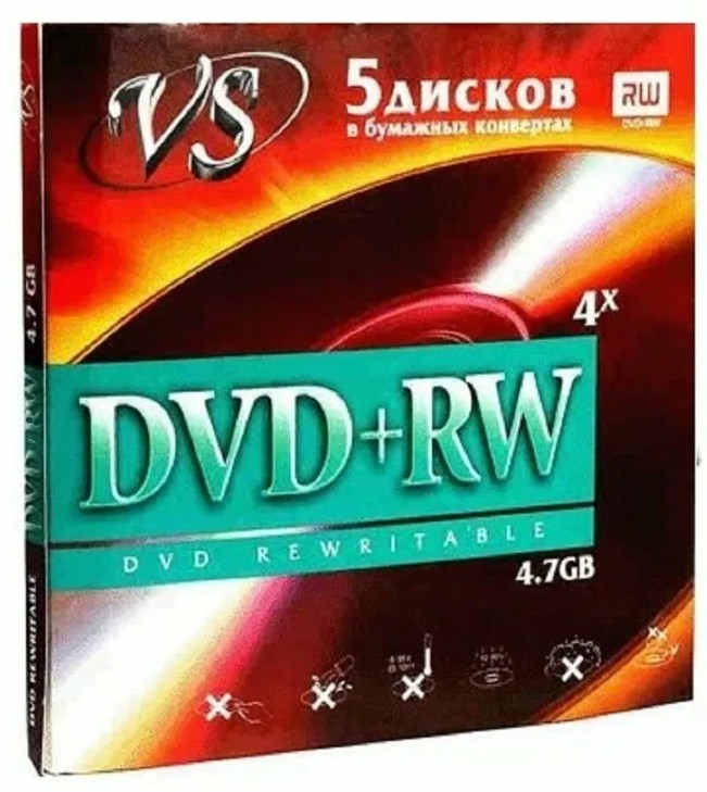 Диск DVD+RW VS VSDVDPRWK501 4,7 GB 4x конверт/5 (620588)