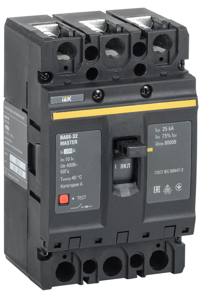 

Автоматический выключатель в литом корпусе IEK SVA10-3-0100-02 ВА88-32 3Р 100А 25кА MASTER, SVA10-3-0100-02
