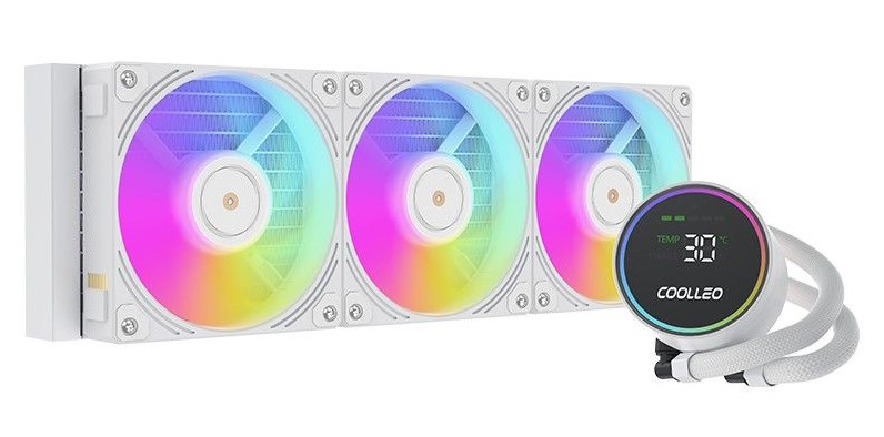 

Система охлаждения жидкостная Coolleo DIG-360-WH LGA115x/1200/1700/1851/AM4/AM5 (3*120mm, 1800rpm, 80CFM, 28dBa), DIG-360-WH
