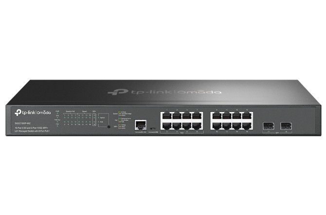 

Коммутатор управляемый TP-LINK SG3218XP-M2 Omada уровня 2+ с 16 портами 2,5 Гбит/с (8 портов PoE+) и 2 портами SFP+, SG3218XP-M2