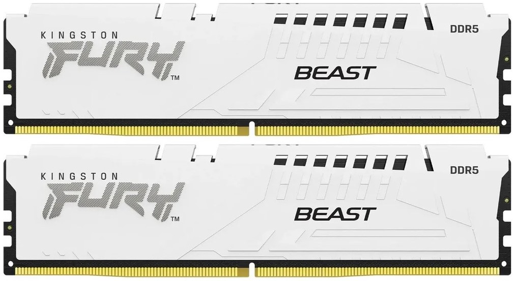 

Модуль памяти DDR5 32GB (2*16GB) Kingston FURY KF568C34BWK2-32 Beast White PC5-54400 6800MHz CL34 1.4V, KF568C34BWK2-32