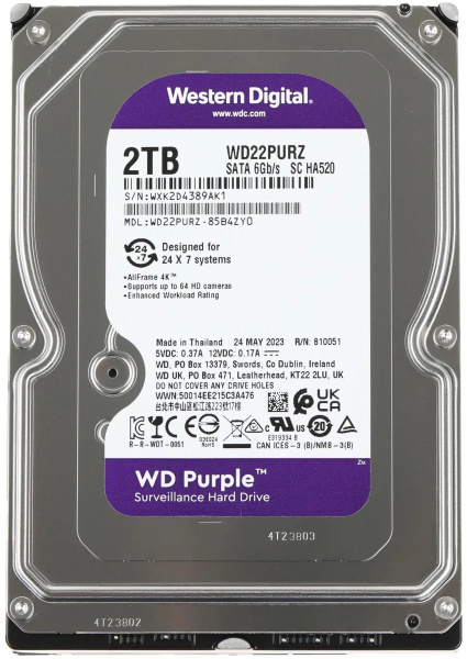 фото Жесткий диск 2TB SATA 6Gb/s Western Digital WD22PURZ (УЦЕНЕННЫЙ) в Уфе