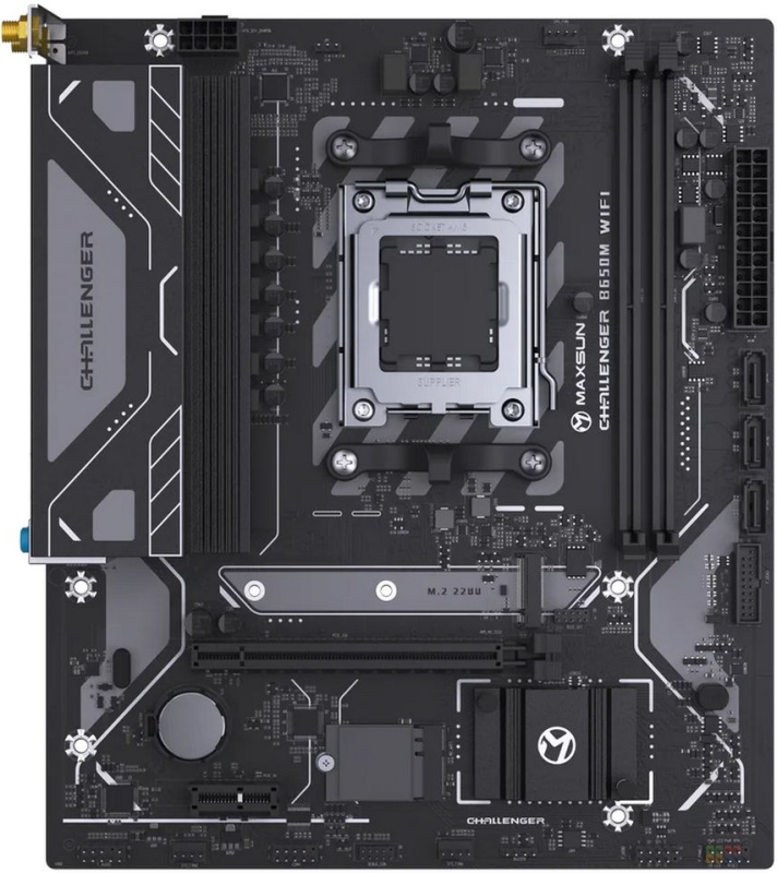 

Материнская плата mATX MAXSUN MS-Challenger B650M WIFI ICE (AMD AM5, B650, 2*DDR5 (5200), 3*SATA, M.2, 2*PCIe, WiFi, BT, HDMI, DP, 6*USB 3.2, 4*USB 2., MS-Challenger B650M WIFI ICE