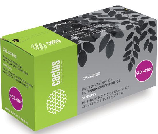 

Картридж Cactus CS-S4100 для принтеров SAMSUNG ML-1710D3; SCX-4100D3; SCX-4216D3; X215; XEROX 3115; XEROX PE16. 3000 стр., CS-S4100