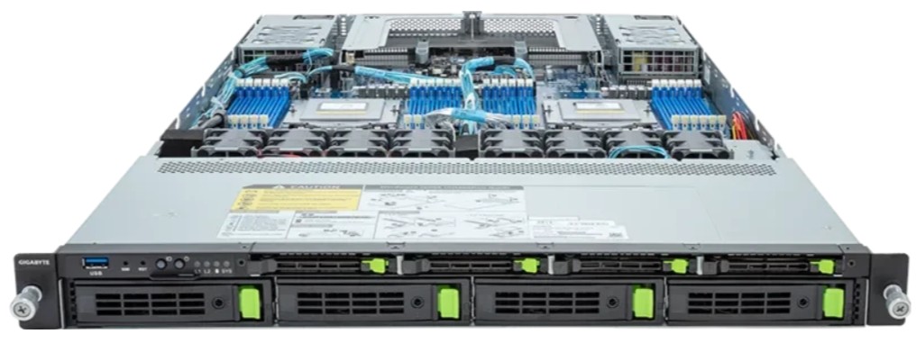 

Серверная платформа 1U GIGABYTE R183-Z91-ACV1 (2*SP5, 24*DDR5, 4*3.5"/2.5" NVMe/SATA/SAS, 3*M.2, 2*PCIe, 2*1600W 80+ Titanium, 2*USB 3.2, Mini-DP), R183-Z91-ACV1