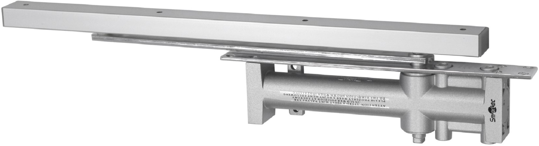 Доводчик Smartec ST-DC504HO-SL двери врезной cо скользящей тягой EN 4, 60 - 85 кг, 1100 мм, 2-х скор., HO - удержание в открытом положении, SL - алюм