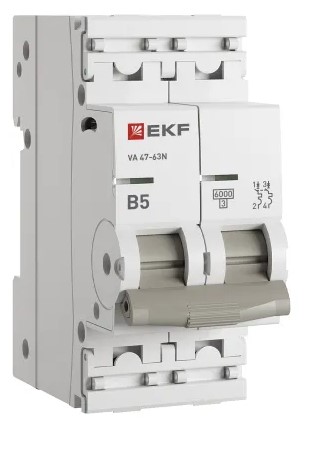 

Автоматический выключатель EKF M636205B 2P 5А (B) 6кА ВА 47-63N PROxima, M636205B