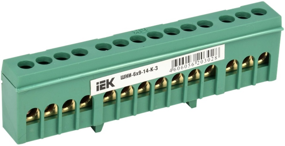 

Шина IEK YNN10-69-14KD-K06 PE земля в корп изол на DIN-рейку ШНИ-6х9-14-К-З, YNN10-69-14KD-K06