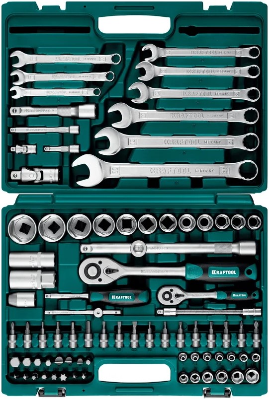

Набор инструментов Kraftool X-Drive 82 27887-H82_z03 Kraftool 82 предмета, (1/2"+1/4"), универсальный, X-Drive 82