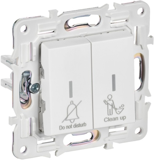 

Выключатель двухклавишный с подсветкой IEK SK-V20-2-10-K01 SKANDY для отелей 10А SK-V16W арктический белый, SK-V20-2-10-K01