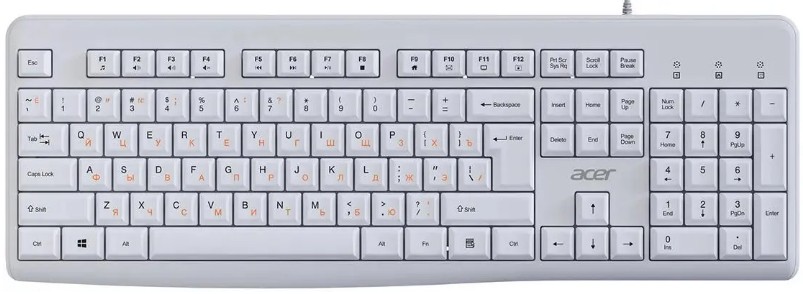 

Клавиатура Acer OKW500 ZL.KBDEE.01S белый USB Multimedia кабель 1.8м, OKW500