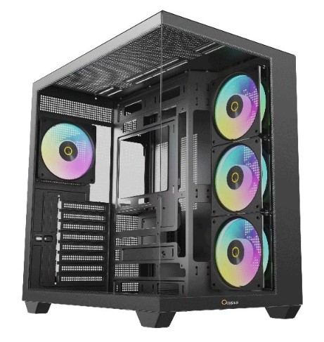 Корпус ATX Ocypus Gamma C74 без БП, боковая панель из закалённого стекла, 2*USB 3.0, USB Type-C 3.1, черный