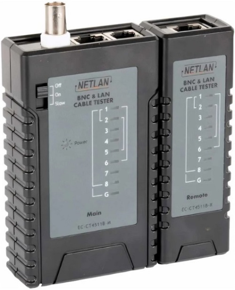 Изображение товара Кабельный тестер Netlan EC-CT4511B для витой пары и кабелей BNC RJ-11 RJ-12 RJ-45