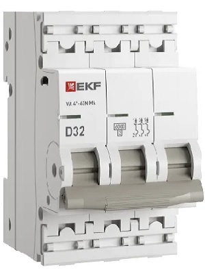 Изображение товара Автоматический выключатель EKF M63MA6332D серия PROxima 3 полюса 32А IP20
