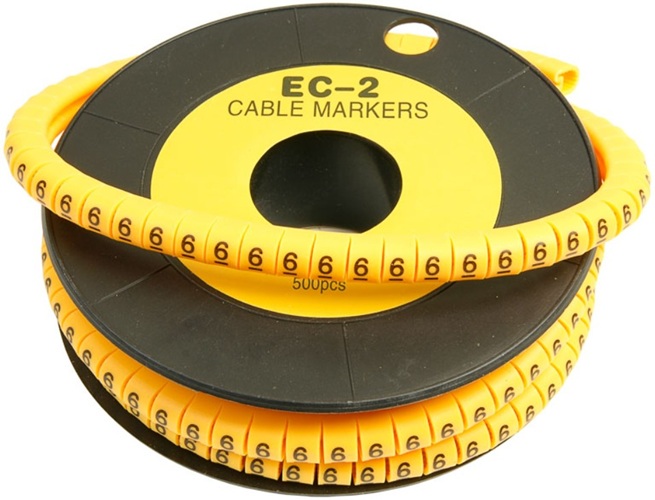 

Маркер на кабель Cabeus EC-2-6 д.7.4мм, цифра 6, EC-2-6