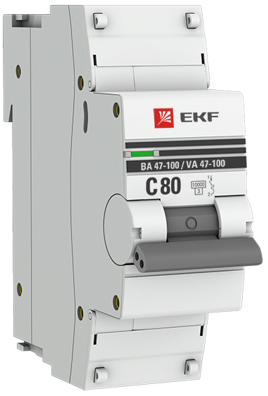 

Автоматический выключатель EKF mcb47100-1-80C-pro модульный 1п C 80А 10кА ВА 47-100 PROxima, mcb47100-1-80C-pro