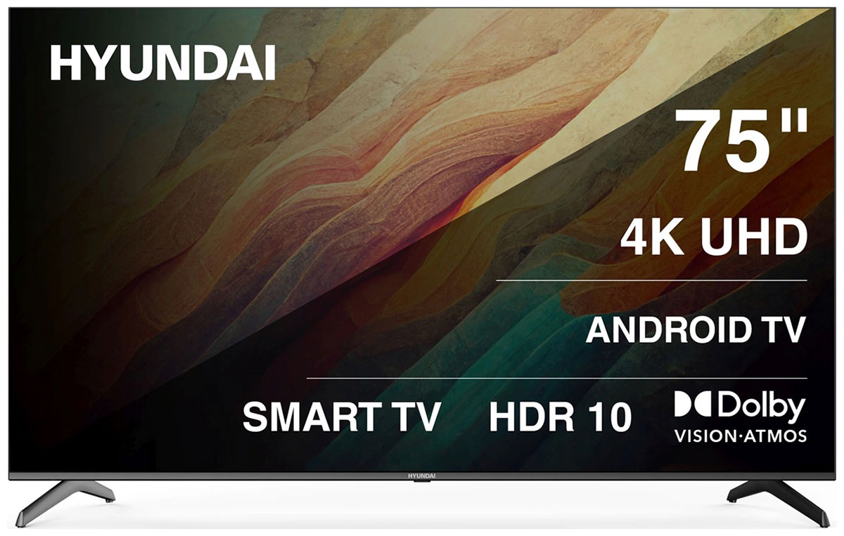

Телевизор Hyundai H-LED75BU7009 75" Android TV Frameless черный 4K Ultra HD 60Hz DVB-T DVB-T2 DVB-C DVB-S DVB-S2 USB WiFi Smart TV, H-LED75BU7009