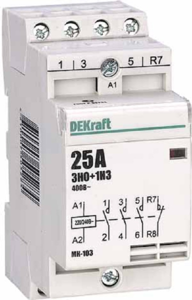Изображение товара Контактор МК-103 DEKraft 20 А модульный на DIN-рейку автоматизация