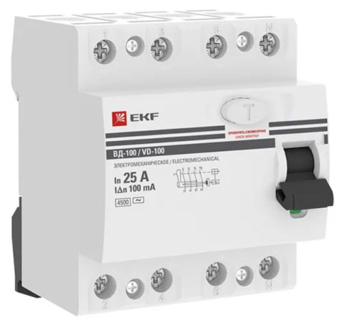 Изображение товара УЗО EKF elcb-4-25-100-em-pro