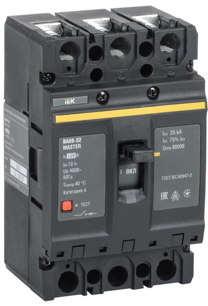 Изображение товара Автоматический выключатель IEK ВА88 MASTER 3П 125А литой корпус
