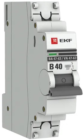 

Автоматический выключатель EKF mcb4763-6-1-40B-pro 1P 40А (B) 6кА ВА 47-63, mcb4763-6-1-40B-pro