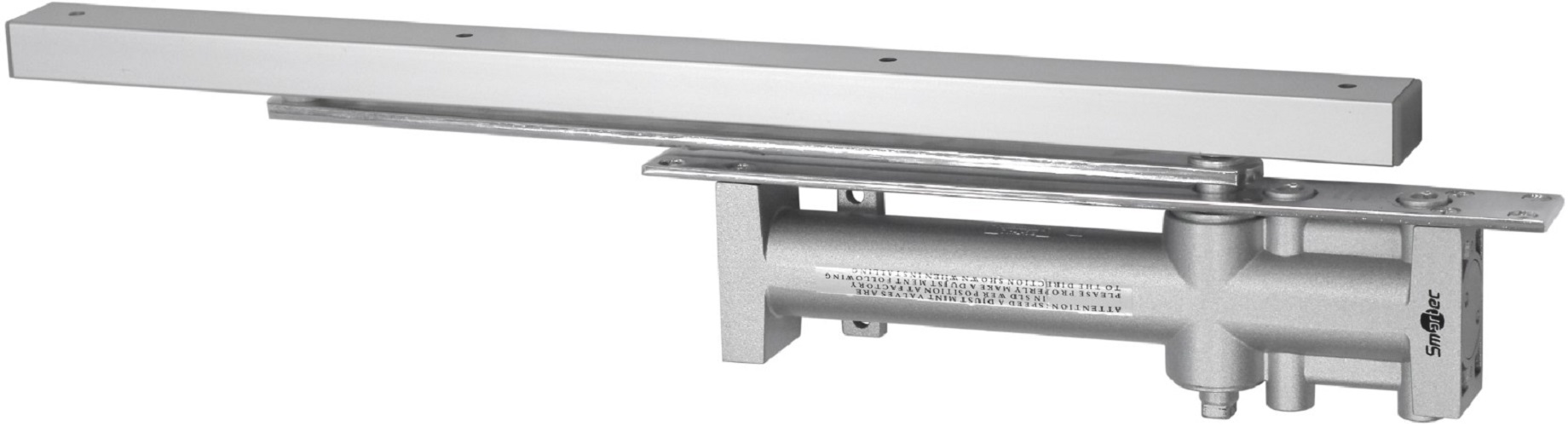 Доводчик Smartec ST-DC503HO-SL двери врезной cо скользящей тягой EN 3, 40 - 65 кг, 950 мм, 2-х скор., HO - удержание в открытом положении, SL - алюм