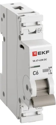 

Автоматический выключатель EKF M63DC616C ВА 47-63N DC 1P 6А (C) 6kA PROXIMA, M63DC616C