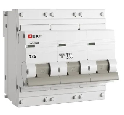 Изображение товара Автоматический выключатель EKF серии ВА 47-100 PROXIMA 25А IP20 3П