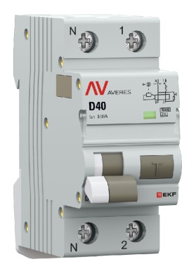

Автомат дифференциальный EKF rcbo10-1pn-40D-30-a-av DVA-10 1P+N 40А (D) 30мА (A) 10кА AVERES, rcbo10-1pn-40D-30-a-av