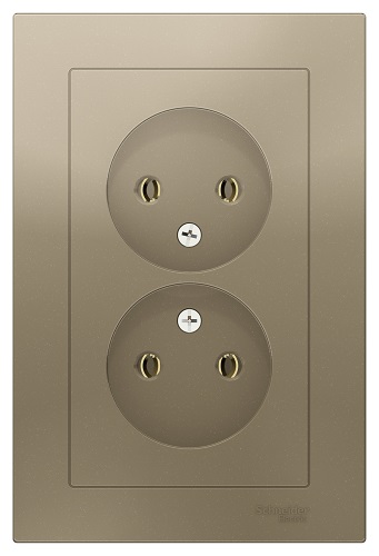 

Розетка Schneider Electric ATN000520 AtlasDesign, двойная, без заземления, 16А, в сборе, шампань, ATN000520