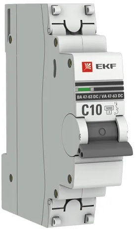 

Автоматический выключатель EKF mcb4763-DC-1-10C-pro 1P 10А (С) 6кА ВА 47-63 DC, mcb4763-DC-1-10C-pro