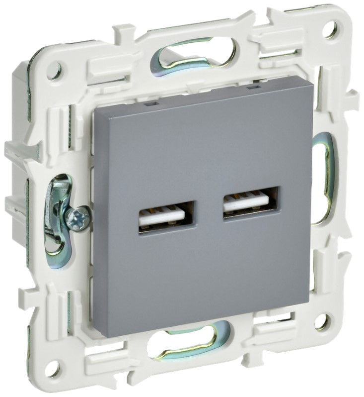 

Розетка USB IEK SK-U21-D31-K03 SKANDY тип A+тип A 3,1А SK-R15Gr серая, SK-U21-D31-K03