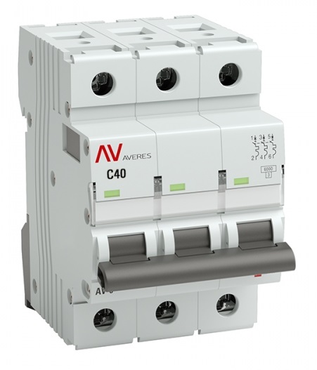 

Автоматический выключатель EKF mcb6-DC-3-40C-av AV-6 DC 3P 40A (C) 6kA AVERES, mcb6-DC-3-40C-av