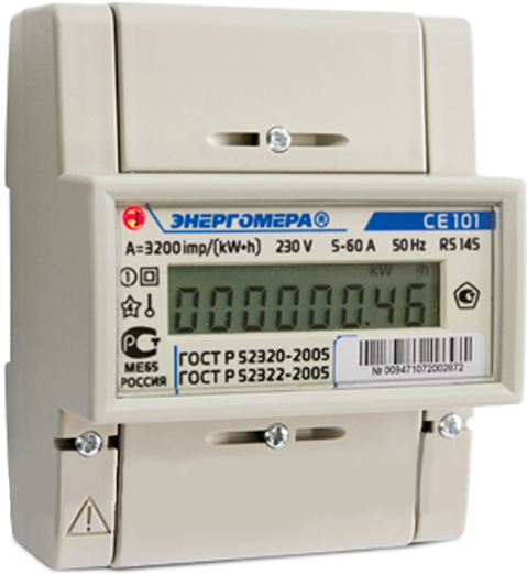 

Счетчик электроэнергии Энергомера 101001003009471 CE101 R5 145 однофазный однотарифный, 5(60), кл.точ. 1.0, D, ЖКИ, 101001003009471