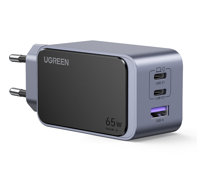 

Кабель UGREEN X553 35042_ Nexode S 65W USB-A+2*USB-C GaN Tech Fast Charger EU, gray, X553