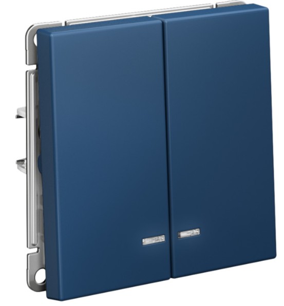 

Выключатель двухклавишный с подсветкой Systeme Electric GAL001153S ARTGALLERY сх.5а, 10АХ, механизм, быстрозажим. клем., АКВАМАРИ, GAL001153S